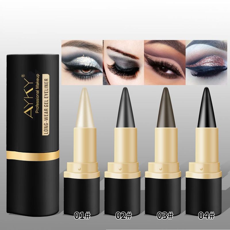 Delineador de ojos en gel, resistente al agua, de secado rápido, mate, de un solo cabezal, negro sólido y rico_voghion.com