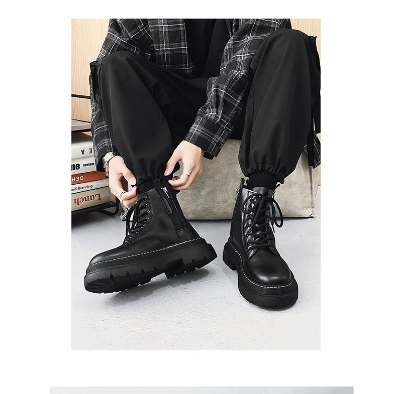 Scarpe da uomo, stivali Martin, stivali da motociclista in stile britannico, stivali alti in pelle, stivali alla moda per l'autunno e l'inverno, stivali da lavoro di grandi dimensioni_voghion.com