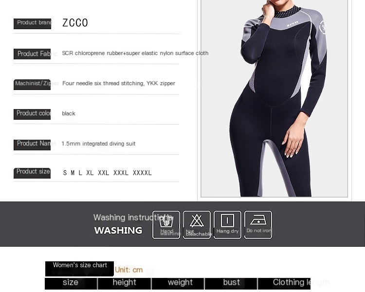 Costum de scafandru ZCCO 1.5mm costum de scafandru feminin cald plutitor costum de scufundări mamă costum de surf în aer liber costum de înot_voghion.com