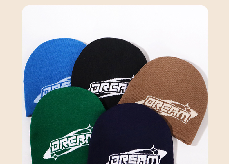 Unisex stylová pletená čepice s písmeny pro muže a ženy, ležérní venkovní teplá i studená čepice_voghion.com