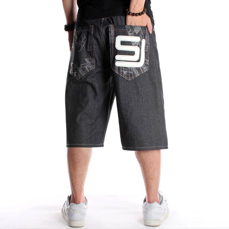 Ropa para hombres Pantalones cortos de mezclilla de hip hop Pantalones cortos holgados con estampados para hombre Pantalones de skate de tendencia de talla grande_voghion.com