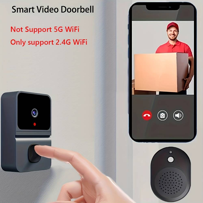 1pc Smart Visual Doorbell, Wireless Wifi Household Low Power Consumption Long Standby, APP Remote Intercom(build In Battery)_voghion.com