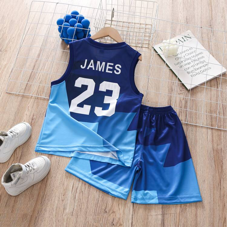 2-piece Letter Printed Sleeveless Top For Young Boys, Casual Shorts Suit Suitable For Comfortable Sportswear In Summer._voghion.com
