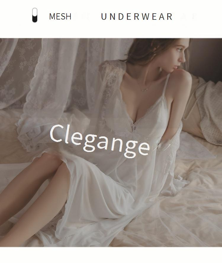 Women's Lingerie Pure Desire Sexy Mesh See Through Deep V Plus Chest Pad Suspenders Nightdress Outer Robe Home Clothes_voghion.com