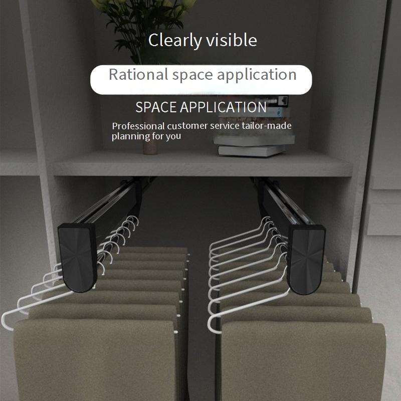 Adjustable Closet Hanging Rail System - Top-Mounted Pull-Out Clothes Rod For Wardrobe & Walk-In Closets (Multi-Functional Extendable)_voghion.com