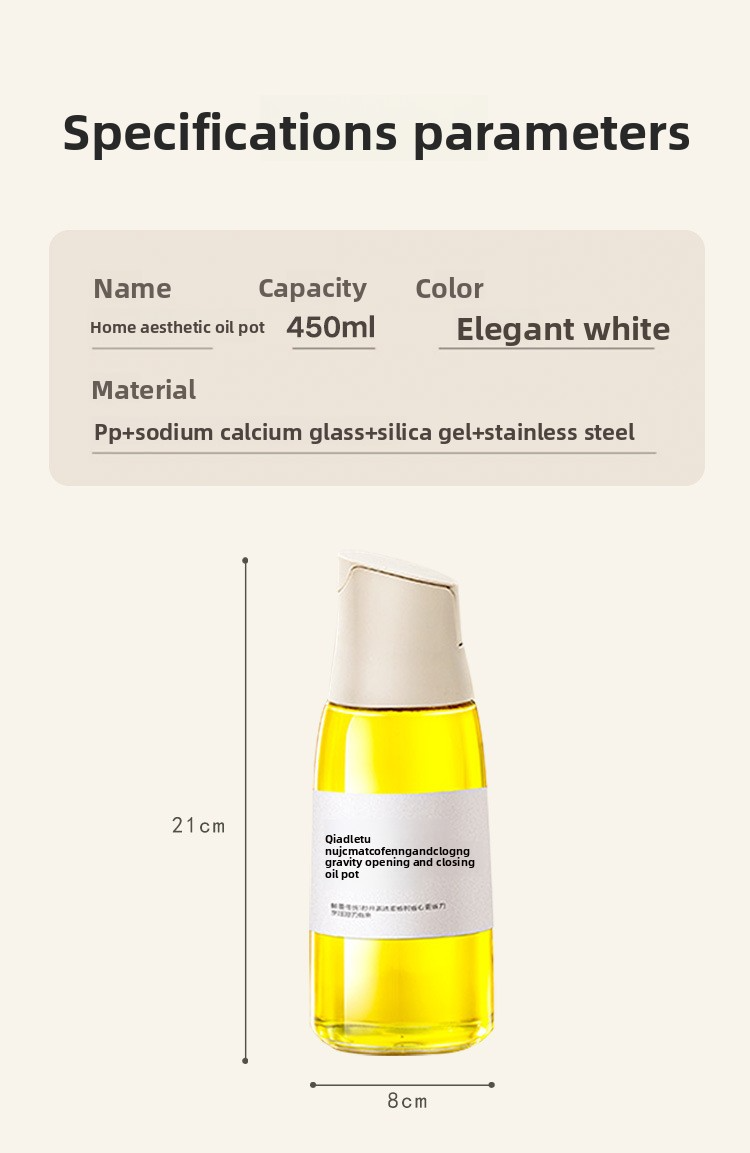 Automatic Gravity Oil Dispenser - Glass Bottle With Leakproof Design (No Drip Spout Non-Stick Interior Kitchen Condiment Bottle For Oil & Vinegar)_voghion.com