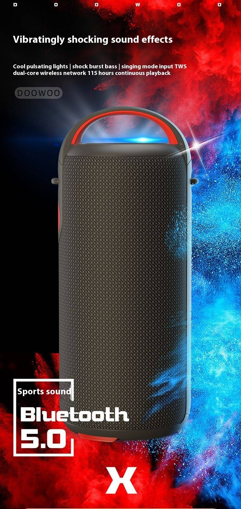 Kablosuz Bluetooth Hoparlör - Açık Hava ve Ev KTV'si İçin Su Geçirmez Tasarımlı Taşınabilir Bas Güçlendirici_voghion.com