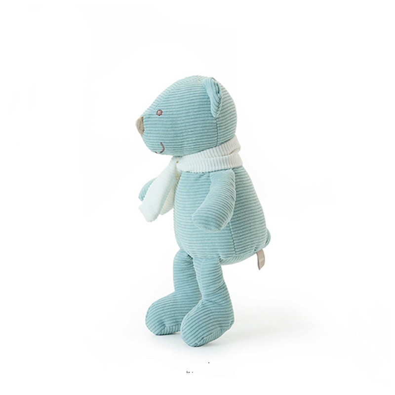 Stuffed Plush Animals Doll Soft Life Blue Corduroy Scarf Bear Doll Baby Soothing Plush Toy No Hair Dropping Spot_voghion.com
