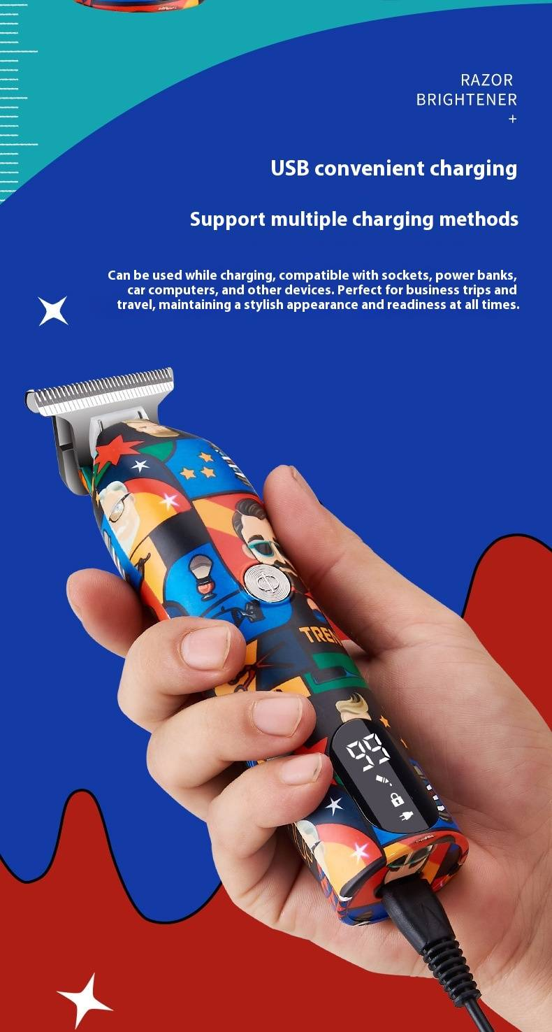 Professional USB Rechargeable Hair Clipper - Precision Hair Trimmer For Bald Fade & Beard Grooming, Home & Barber Use With Detailer & Tattoo Design_voghion.com