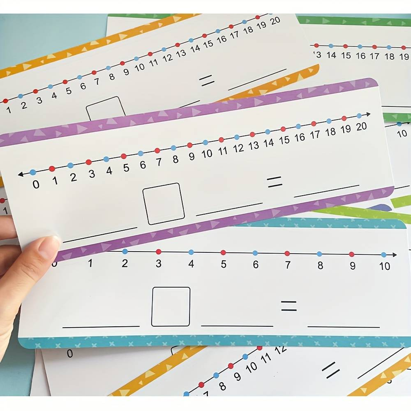 16pcs Dry Erase Number Line Cards, 0-10, 0-20 Number Line For Students, Homeschool Teacher Supplies, Classroom, Math Game Math Center High Quality_voghion.com