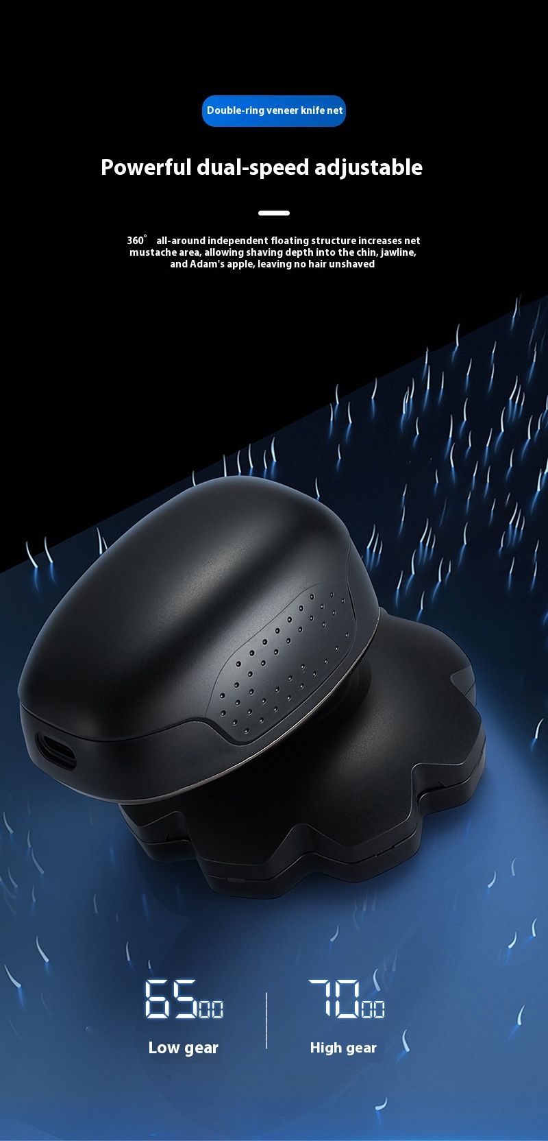 9-Blade Rotary Electric Shaver - IPX7 Waterproof, LED Display, USB Rechargeable, Low Noise 46dB, Floating Heads For Bald_voghion.com