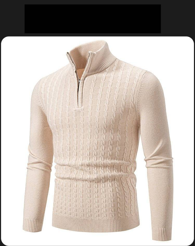 Herrenbekleidung Herren Casual Strickpullover Slim Fit Stehkragen Jacquard Pullover Für Herbst Wintermode_voghion.com