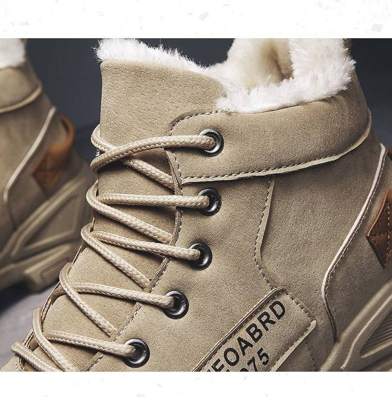 Bottes de travail d'hiver montantes pour homme, chaussures décontractées avec doublure polaire et semelle en caoutchouc antidérapante et imperméable pour la randonnée en plein air._voghion.com