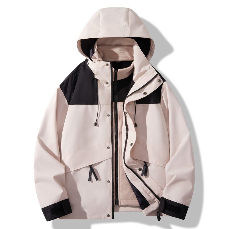 3-in-1 wasserabweisende Wanderjacke mit herausnehmbarem Fleecefutter – Unisex-Windschutzmantel für Camping und Outdoor-Abenteuer (XS-3XL)_voghion.com