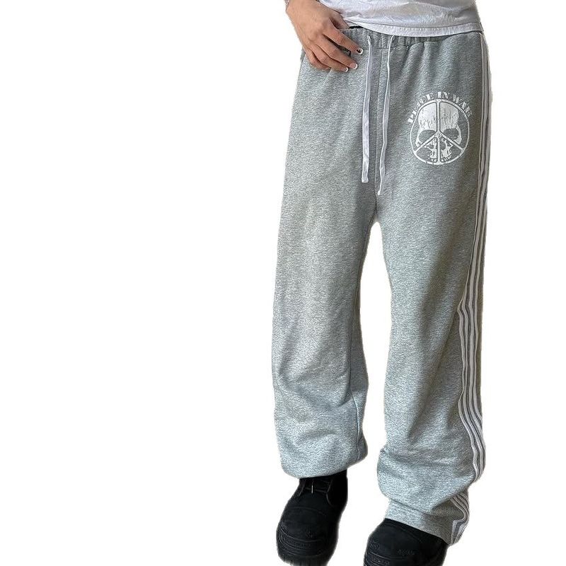 „Retro-Streetwear-Jogginghose für Herren – Weites Bein mit Kordelzug, trendig und vielseitig (Grau, S–XXL)“_voghion.com