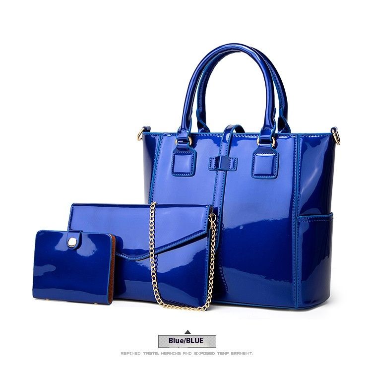 Nova velika trendovska ženska torbica iz lakiranega usnja, komplet treh kosov, preprosta torba z enim ramenom, diagonalno križno torbo_voghion.com