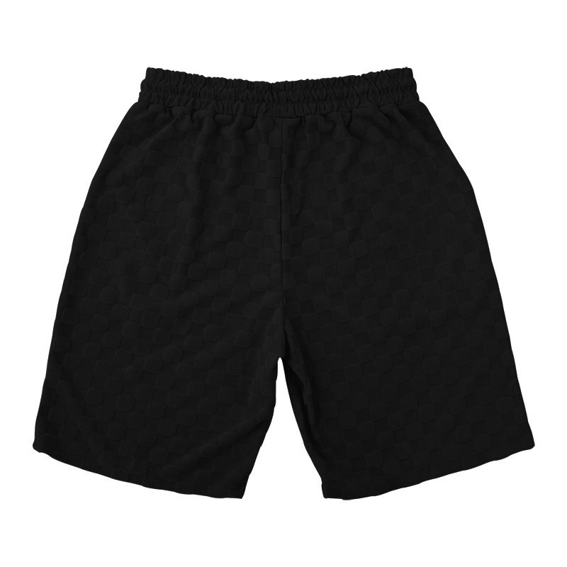 2025 American Oversize Trendy Men's Checkerboard Spring Summer Loose Sports Casual Two-Piece Set_voghion.com