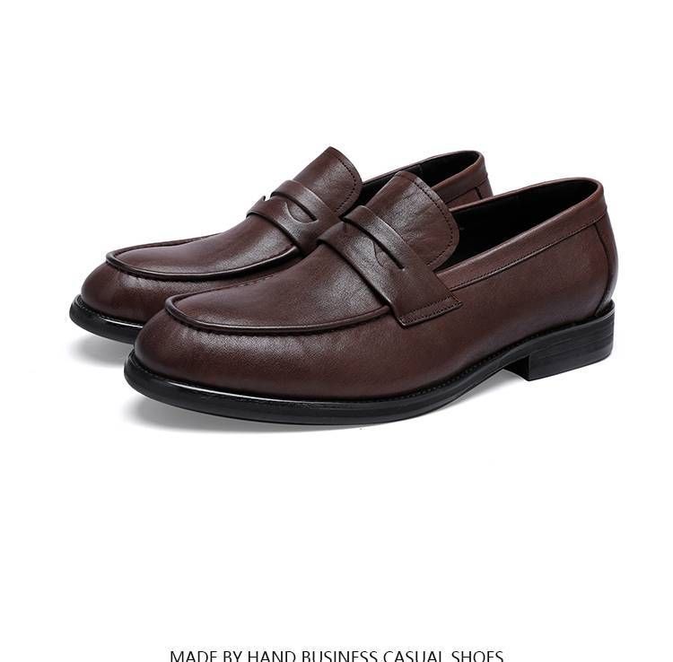 Neue waschen vintage pferd leder schuhe eine slip-auf bean schuhe herren schuhe licht luxus high-end gerade leder schuhe leder laufsohle_voghion.com