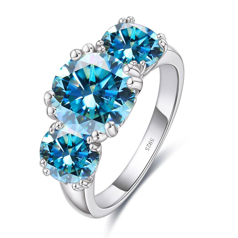 Tancise 5.0 CT Tutti gli anelli Moissanite per le donne 3 pietre scintillanti diamanti fede nuziale gioielli in argento GRA_voghion.com