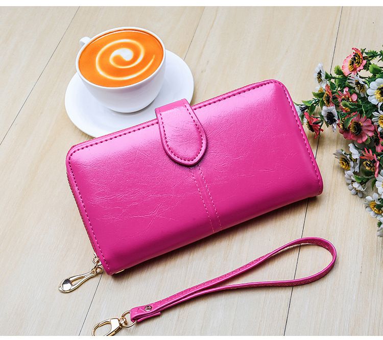 Explosive Damen Geldbörse 2024 Neuer Reißverschluss Ölwachs Leder Geldbörse Schnalle Handytasche Ölleder Neue PU Clutch_voghion.com