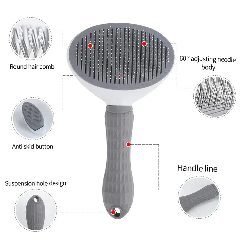 Non-Slip Stainless Steel Grooming Hair Removal Comb, Cat And Dog Brush, Pet Accessories By PawParty Store_voghion.com