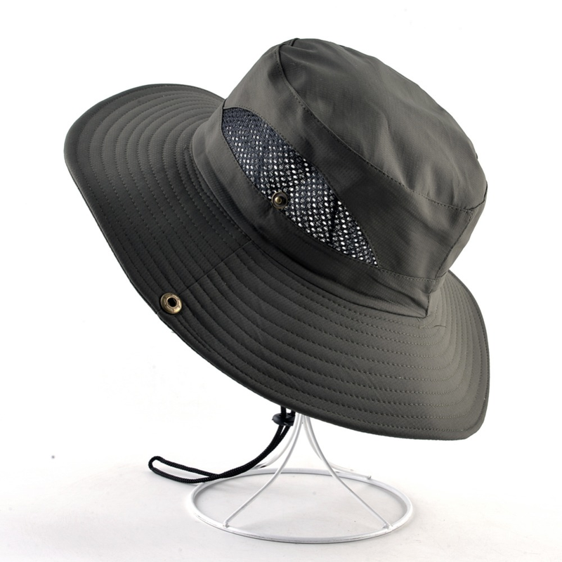 Solid color sun hats for men Outdoor Fishing cap Wide Brim Anti-UV beach caps women Bucket hat Summer Hiking camping_voghion.com