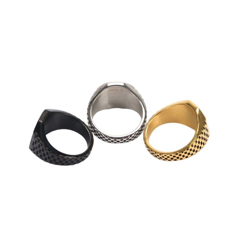Fashion Trend Stainless Steel Inner Sand Blank Square Watch Band Men's Ring_voghion.com