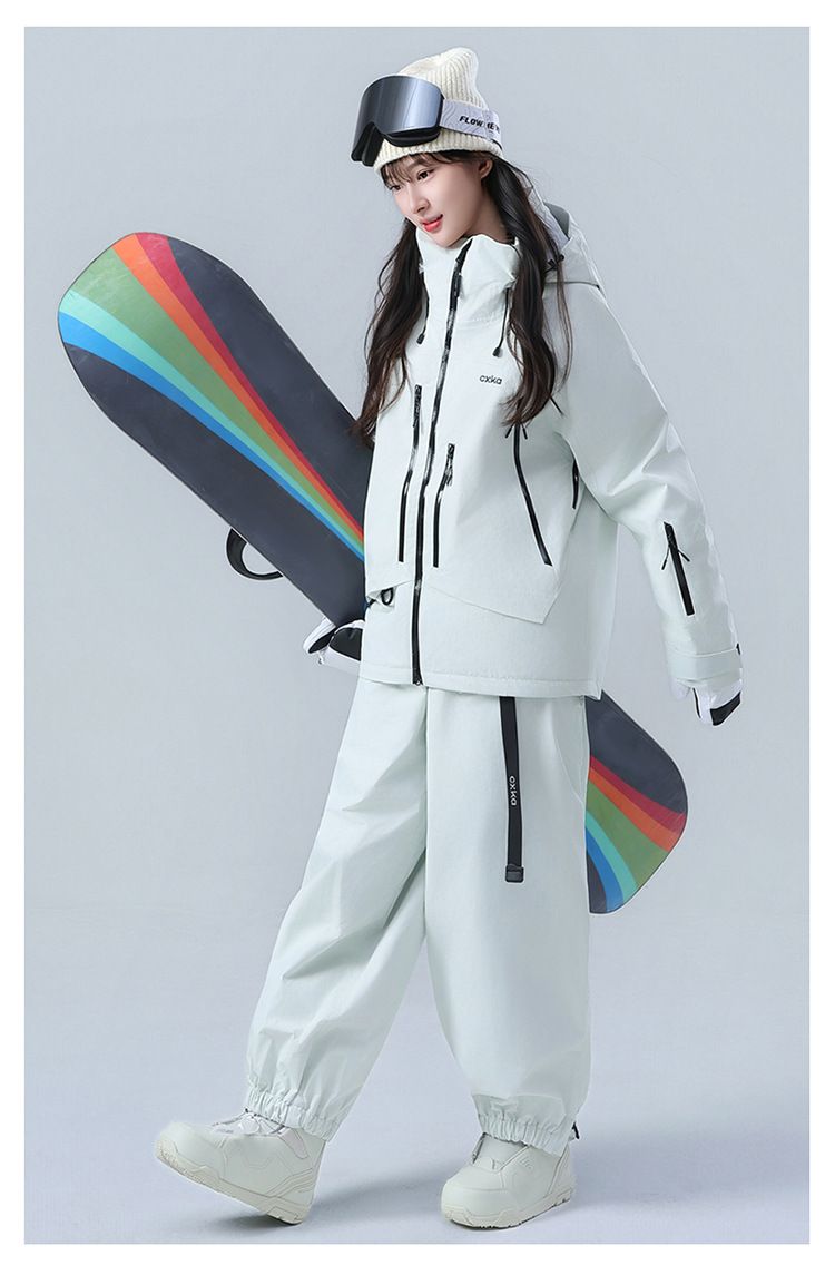 Si For Women Men, Snowboard Waterproof Thicened Fully Laminated Professional Snow Suit Top And Pants Set 3L Color_voghion.com