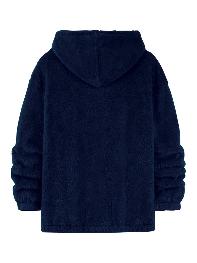 Felpa con cappuccio foderata in pile da uomo con stampa di lettere retrò – Pullover invernale spesso per abbigliamento casual_voghion.com