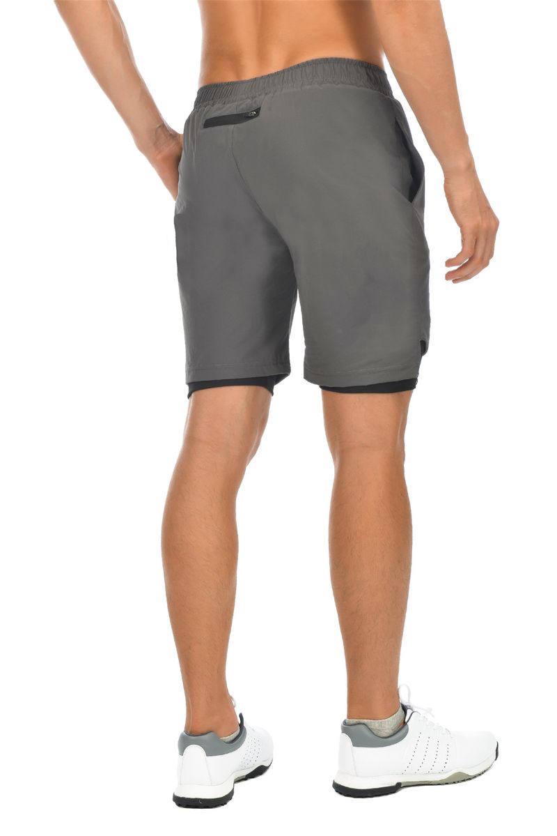 2-in-1-Trainingsshorts für Herren – schnelltrocknend und scheuerfrei für Fitnessstudio und Basketball (US-Größe 7 Zoll, Innennaht, Kompressionsfutter, Schwarz/Grau/Rot)_voghion.com