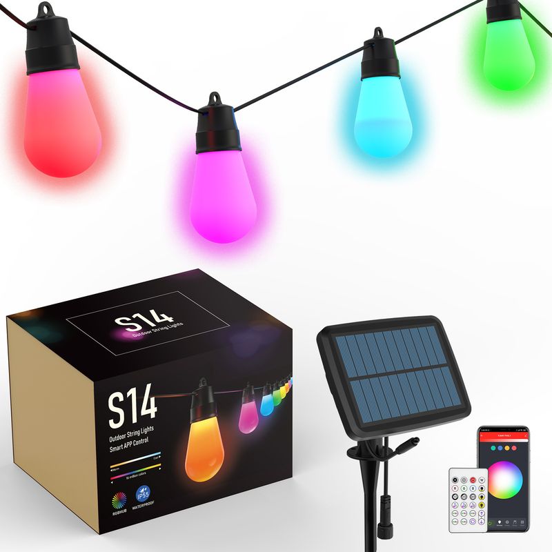 Decorazione per la casa, arredamento solare S14, luci decorative per esterni, luci intelligenti, luci fantasy RGB Bluetooth_voghion.com