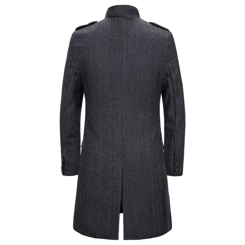 Herrenbekleidung Mantel langer Stil Männer gefälschte zwei Fischgräten-Tweed-Mantel-Trenchcoat_voghion.com