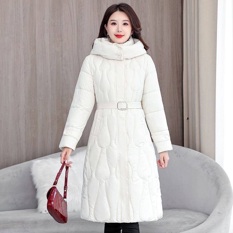 Oversized Puffer Coat With Belt – Women's Long Winter Jacket (Knee-Length, Quilted Lining, Thickened Insulation, L-XXXL)_voghion.com