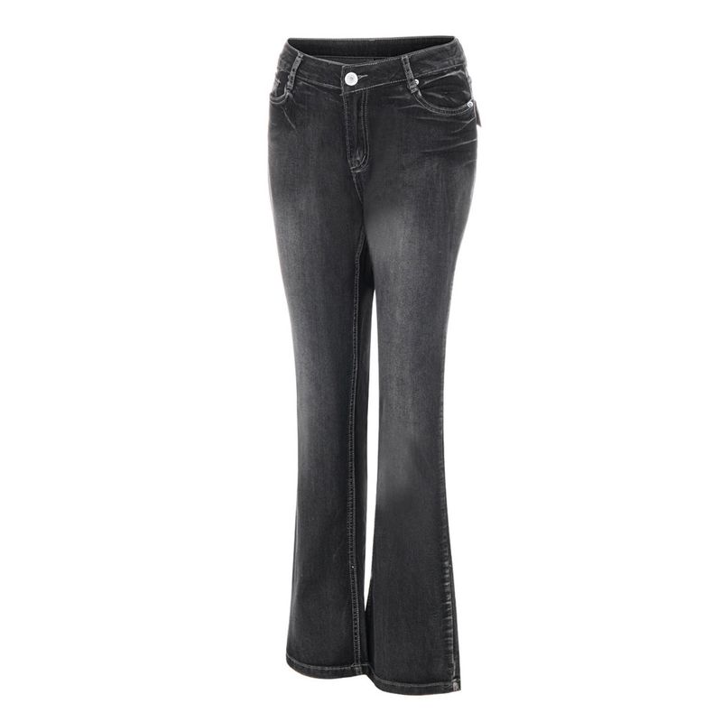 Retro Flare Jeans – Mid-Rise Stretch Bootcut Denim Pants For Women (Vintage Wash, Curve-Hugging Silhouette)_voghion.com