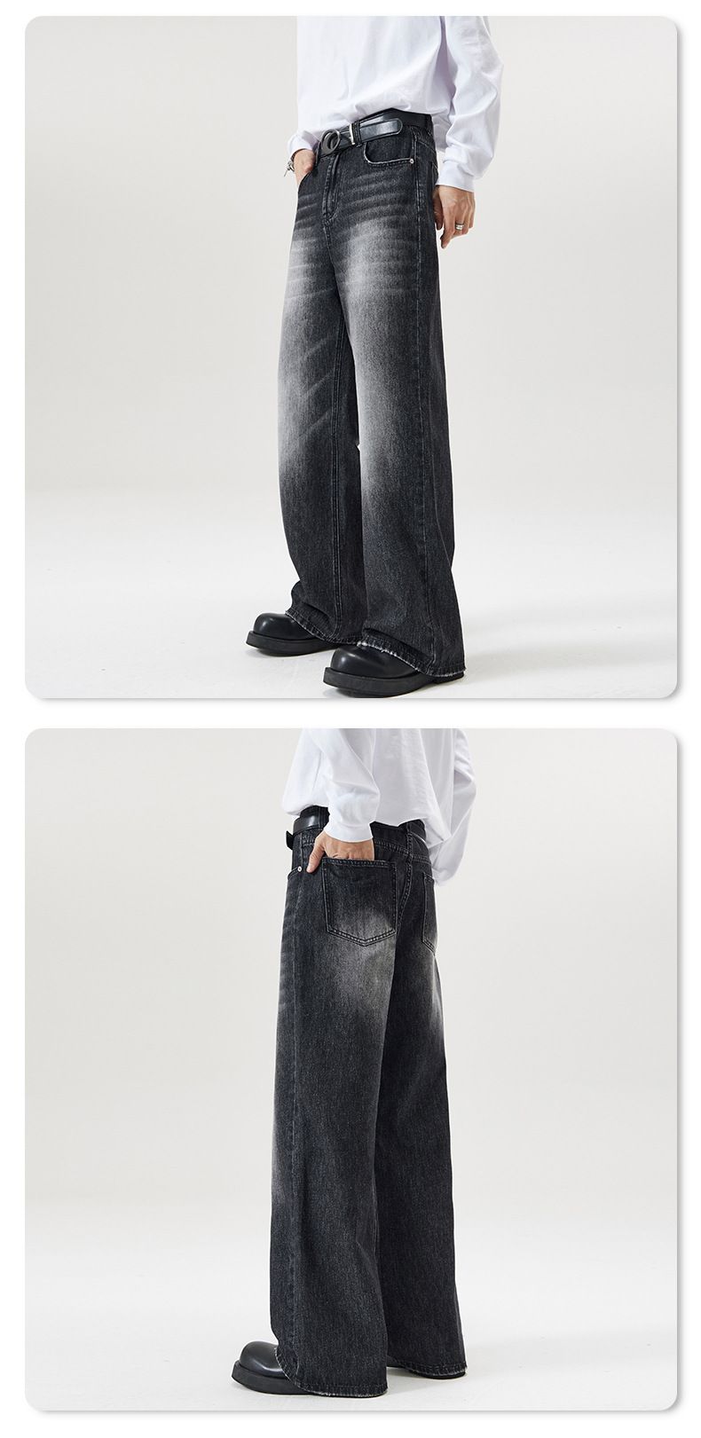 Herrenbekleidung Running Style Korean A-Typ Straight Jeans Herrenmode Marke Loose Wide Leg Mopping Long Pants_voghion.com