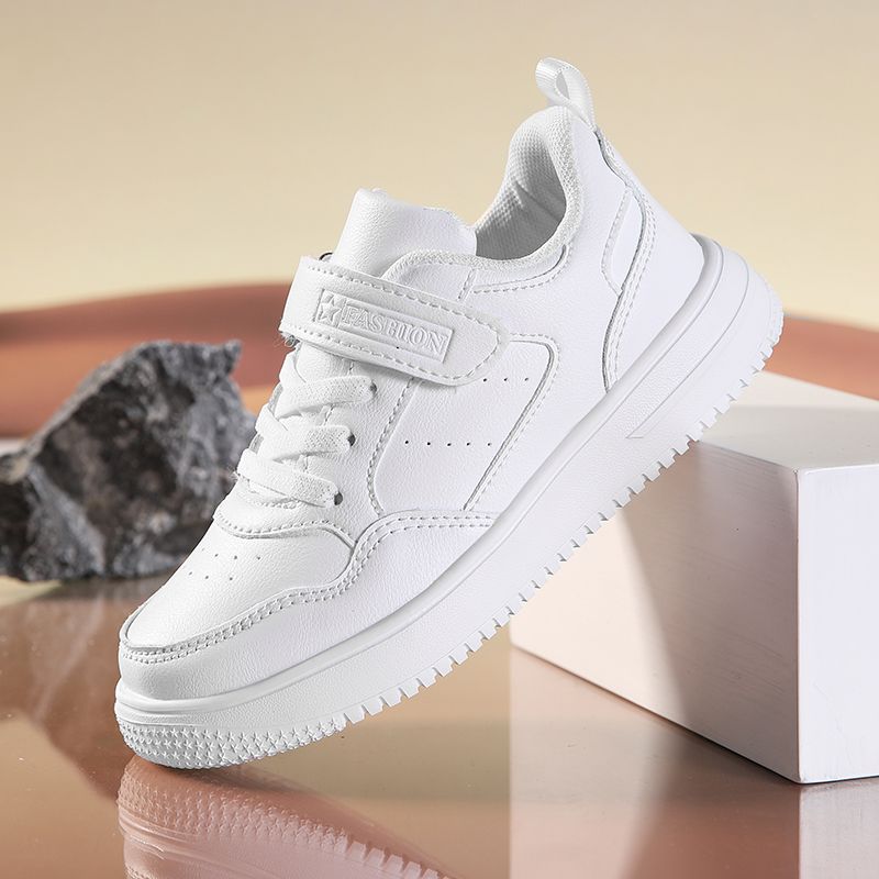 Neue Casual Leder Sneakers Kinder Einfarbig Mode Skateboard Schuhe Kinder Bequeme Low Top Trainer Für Jungen_voghion.com