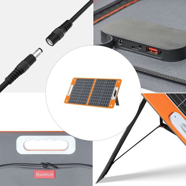 200W Peak Power Station, Flashfish CPAP Battery 166Wh 45000mAh Backup Power Pack With 60W 18V Portable Solar Panel, FLASHFISH Foldable Solar Charge_voghion.com