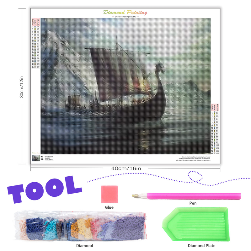 PhotoCustom 5d Diy Diamond Painting Maritime vessels Scenery Full Round Diamond Mosaic Handicraft Kits Wall Art Home Decor_voghion.com