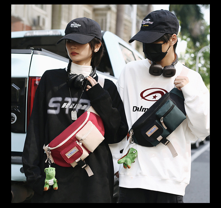 Autumn and winter new men's chest bag, color-blocked fashion student lightweight crossbody bag, Ruiying outdoor sports belt bag_voghion.com