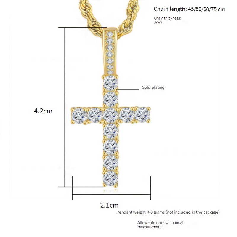 Set di gioielli da uomo, moda hip hop, con ciondolo in oro vero placcato in zircone da 4 mm in rame intarsiato, accessori moda da strada_voghion.com