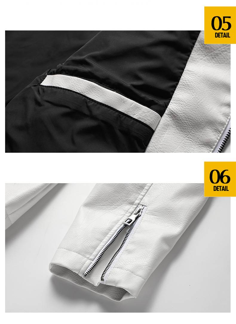A Trendy Motorcycle Leather Jacket With A Skull Embroidery And Human Bones In Black And White Contrasting Colors Presents A Dress_voghion.com