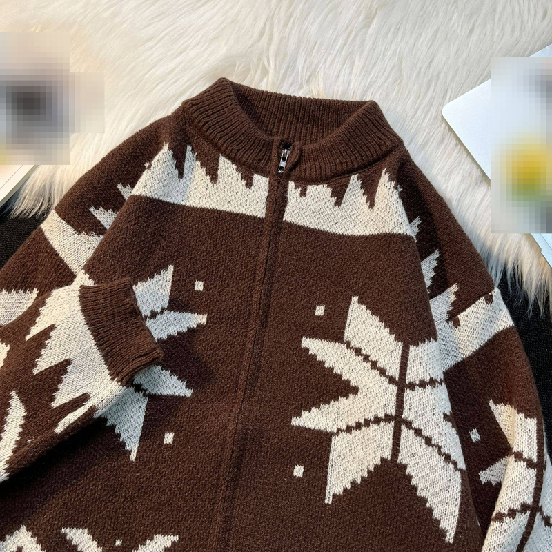 High End Jacquard Zipper Sweater For Men And Women Simple Winter Trend Knitted Sweater With Cardigan Jacket_voghion.com