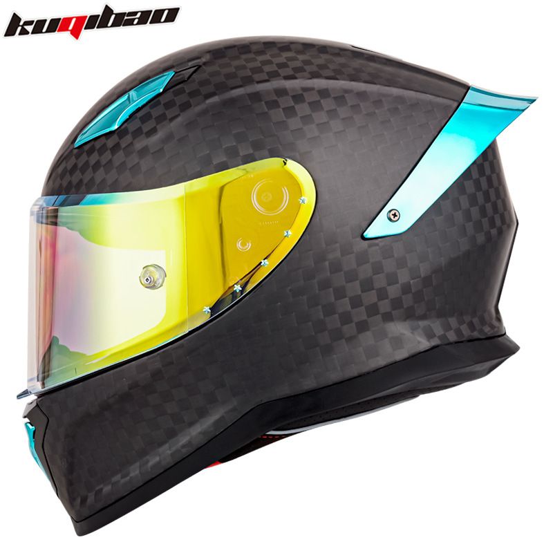 Casco de motocicleta de fibra de carbono KQIPOW: integral, tejido 3K/12K, con certificación DOT y 3C, ligero y de carreras para hombre y mujer._voghion.com