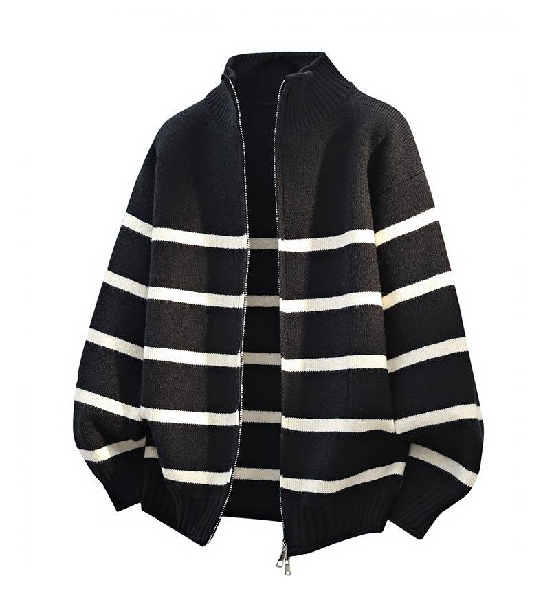 Męski luźny sweter z dzianiny oversize z okrągłym dekoltem, miękki, oddychający materiał, luźny krój na jesień i zimę, szary/czarny/zielony (rozmiary M-4XL)_voghion.com