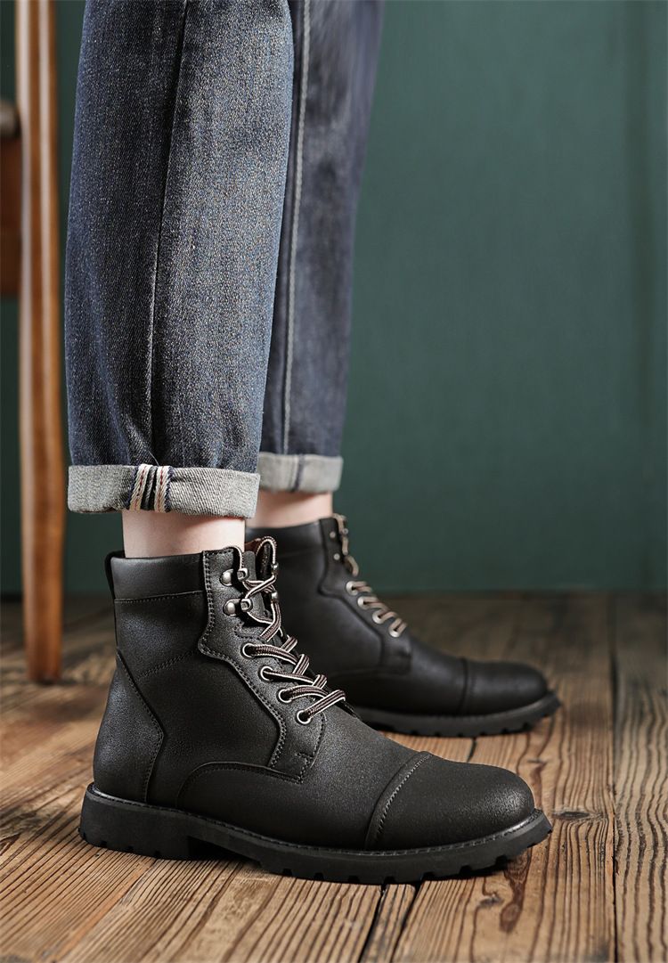 Autumn And Winter Men's Shoes: 2025. British Retro Leather Boots, Men's High-top Boots_voghion.com