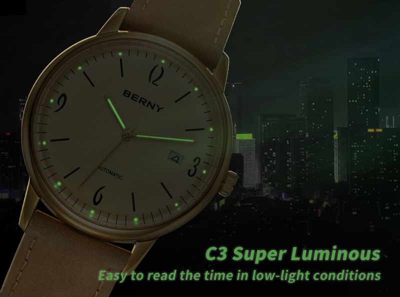 BERNY Automatic Watches For Men Fashion 20ATM Waterproof Super Luminous Mechanical Silver Watch Date Stainless Steel Sapphire Analog Wrist Watch_voghion.com