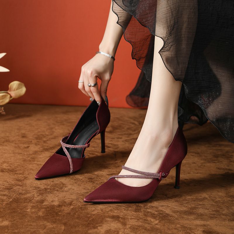 Elegante lila High Heels für Damen im Frühling und Sommer mit Strasssteinen, seitlichem Ausschnitt, spitzer Zehenpartie und High-End-Feeling_voghion.com