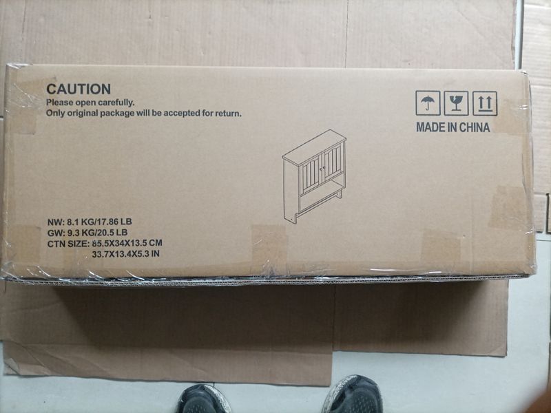 Badezimmer-Wandschrank Mit Handtuchhalter, 2 Türen und Offenen Regalen, Medizinschrank_voghion.com