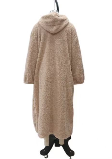Doppelseitiges, extra langes, bequemes Nachthemd aus Lammwolle für Herbst und Winter, warme Loungewear_voghion.com