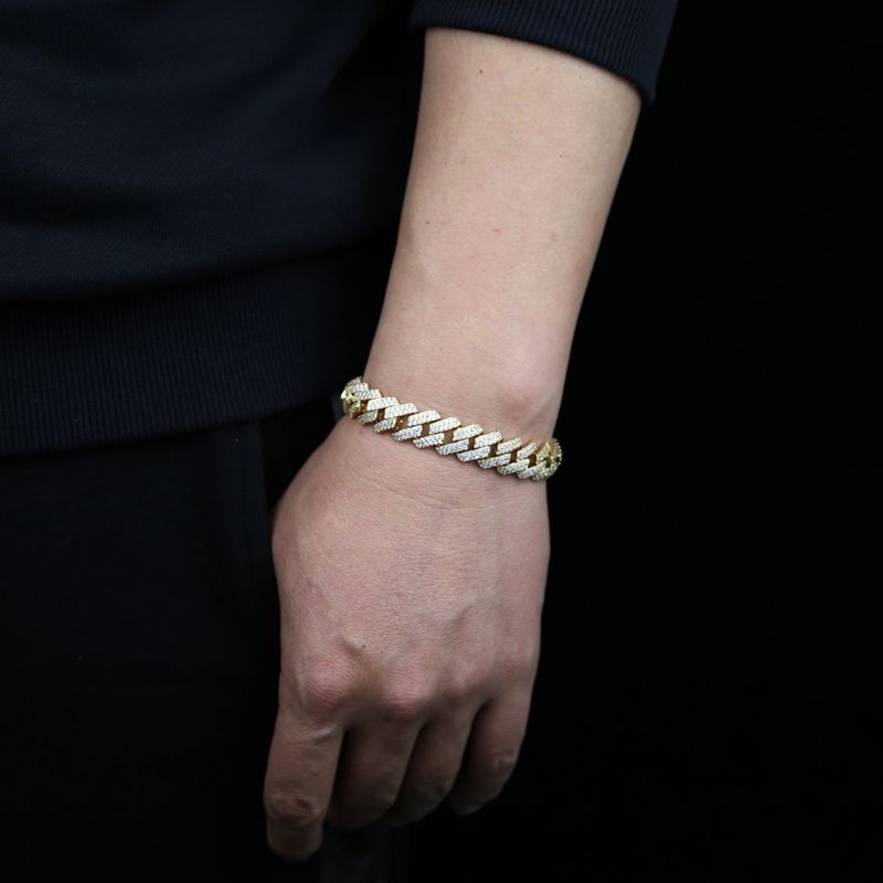 Men's Jewelry Hip Hop Cuban Chain 12mm Double Row Zircon Chain Cuban Chain Men's Hip Hop Bracelet_voghion.com